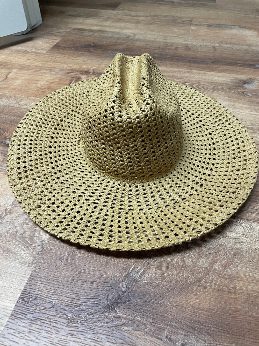 Lack Of Color Open Weave Straw Fedora in Mustard